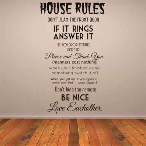 My Wall House Rules Black Wall Decal