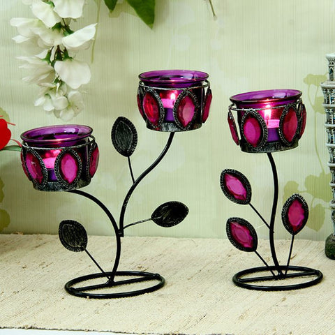 Stylo Candle Holder Red Set of Two Pieces